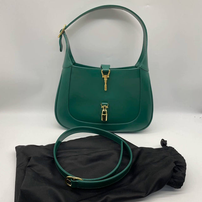 Sold Gucci Jackie 1961 Green Leather Bag Small with Adjustable Strap