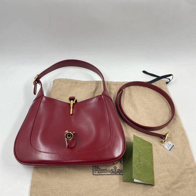 Sold Gucci Jackie 1961 Burgundy Leather Bag Small with Adjustable Strap