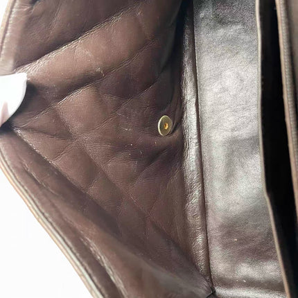 Chanel Classic Flap Maxi Chocolate Brown Lambskin Leather Single Flap Gold Hardware