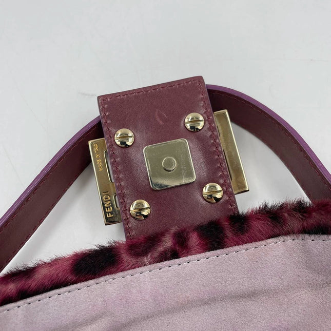 Sold Fendi Baguette Pink Leopard Print Pony-hair style calfskin
