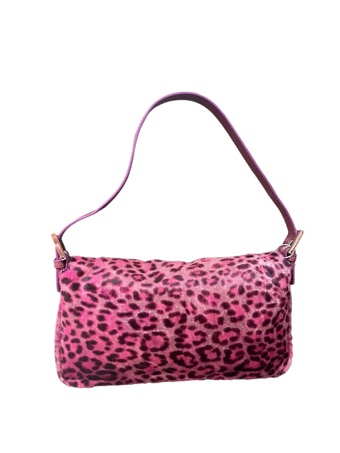 Sold Fendi Baguette Pink Leopard Print Pony-hair style calfskin