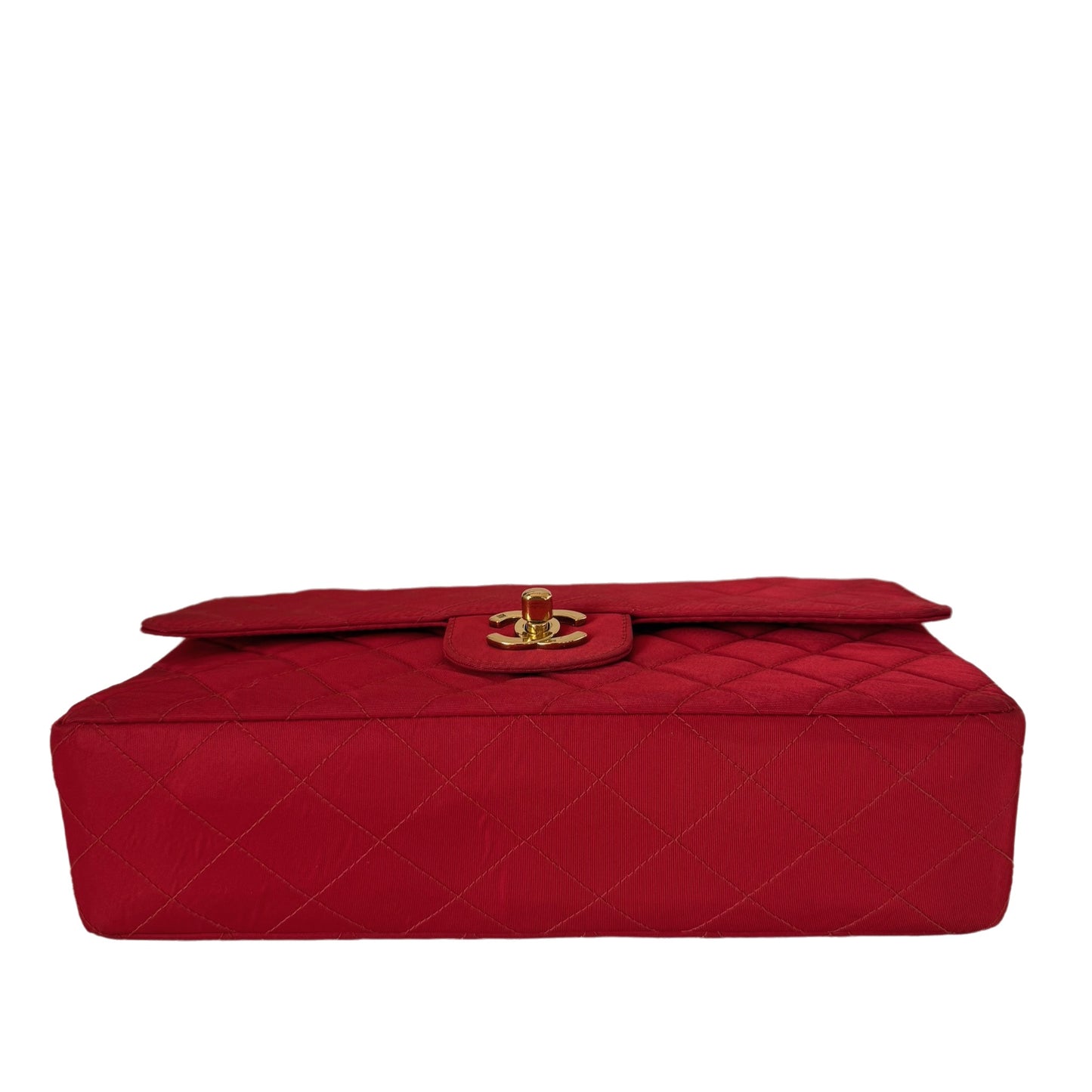 Chanel Classic Flap Medium Vintage Red Nylon Satin with 24k Gold Plated HW