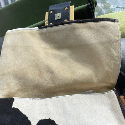 Sold Fendi Mamma Baguette Pony hair in cow print White and Black