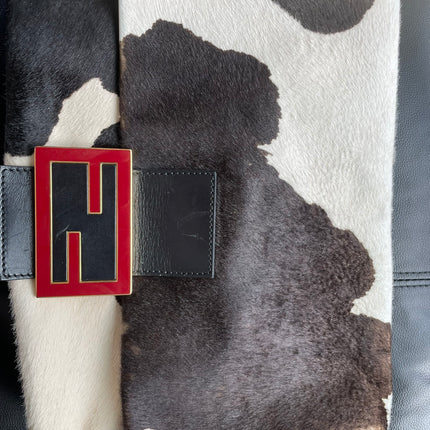Sold Fendi Mamma Baguette Pony hair in cow print White and Black
