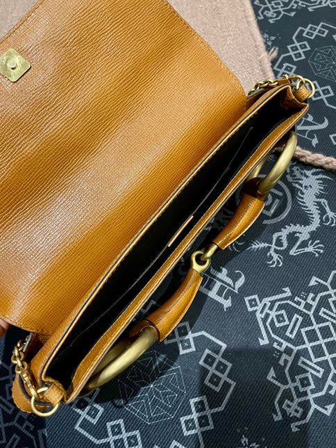 Gucci Horsebit 1955 Vintage Large Brown Leather Chain Shoulder bag