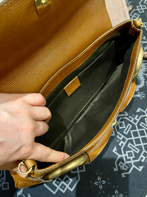 Gucci Horsebit 1955 Vintage Large Brown Leather Chain Shoulder bag