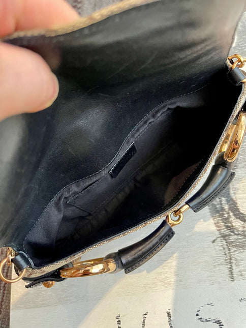 Gucci Horsebit 1955 Small Chain Bag Gucci Monogram Black Purple Web