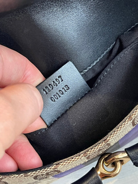 Gucci Horsebit 1955 Small Chain Bag Gucci Monogram Black Purple Web