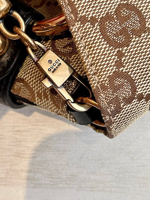 Gucci Horsebit 1955 Small Chain Bag Gucci Monogram Black Purple Web