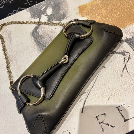 Gucci Horsebit 1955 Vintage Small Chain Bag Dark Green Leather