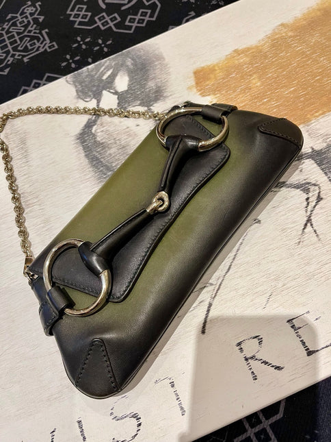 Gucci Horsebit 1955 Vintage Small Chain Bag Dark Green Leather