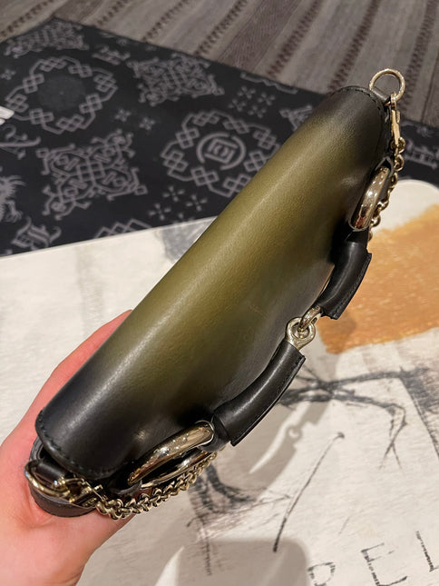 Gucci Horsebit 1955 Vintage Small Chain Bag Dark Green Leather