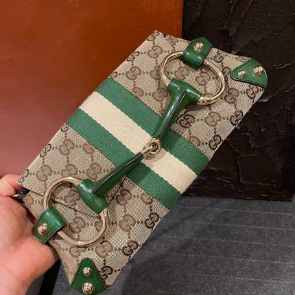 Gucci Horsebit 1955 Small Chain Bag Gucci Monogram Green Web