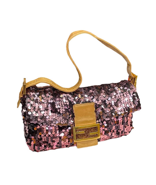 Sold Fendi Baguette Purple Illussion Circular Sequins-Luxbags