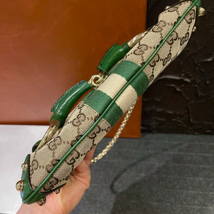 Gucci Horsebit 1955 Small Chain Bag Gucci Monogram Green Web