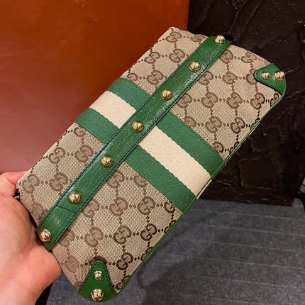 Gucci Horsebit 1955 Small Chain Bag Gucci Monogram Green Web