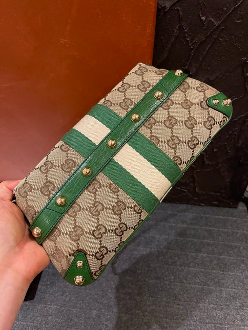Gucci Horsebit 1955 Small Chain Bag Gucci Monogram Green Web