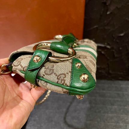 Gucci Horsebit 1955 Small Chain Bag Gucci Monogram Green Web