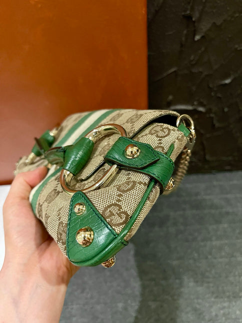 Gucci Horsebit 1955 Small Chain Bag Gucci Monogram Green Web