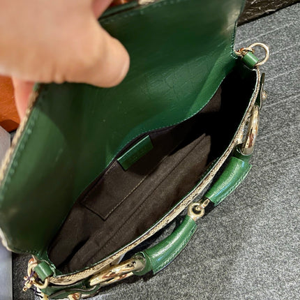Gucci Horsebit 1955 Small Chain Bag Gucci Monogram Green Web