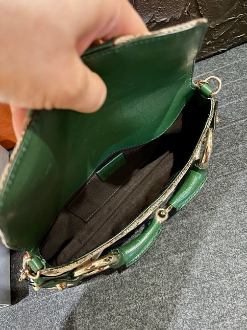 Gucci Horsebit 1955 Small Chain Bag Gucci Monogram Green Web