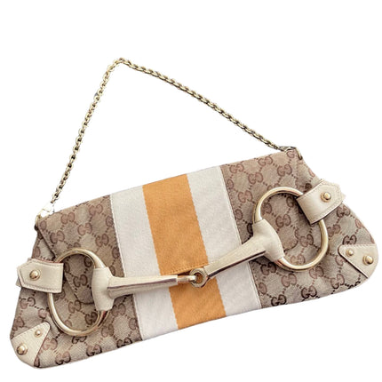 Gucci Horsebit 1955 Large Chain Bag Gucci Monogram Yellow White Web