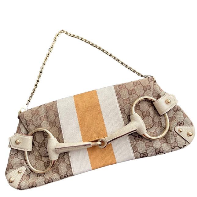 Gucci Horsebit 1955 Large Chain Bag Gucci Monogram Yellow White Web