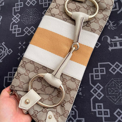 Gucci Horsebit 1955 Large Chain Bag Gucci Monogram Yellow White Web