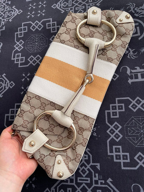Gucci Horsebit 1955 Large Chain Bag Gucci Monogram Yellow White Web