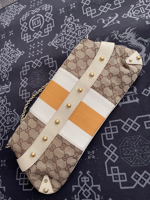 Gucci Horsebit 1955 Large Chain Bag Gucci Monogram Yellow White Web