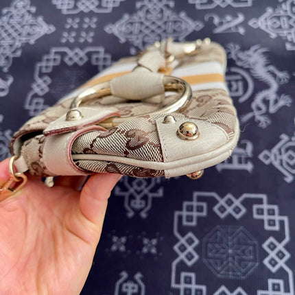 Gucci Horsebit 1955 Large Chain Bag Gucci Monogram Yellow White Web