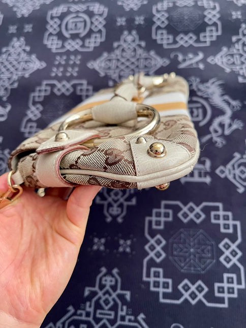 Gucci Horsebit 1955 Large Chain Bag Gucci Monogram Yellow White Web