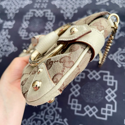 Gucci Horsebit 1955 Large Chain Bag Gucci Monogram Yellow White Web