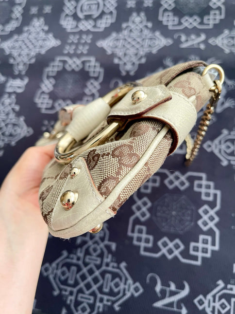 Gucci Horsebit 1955 Large Chain Bag Gucci Monogram Yellow White Web