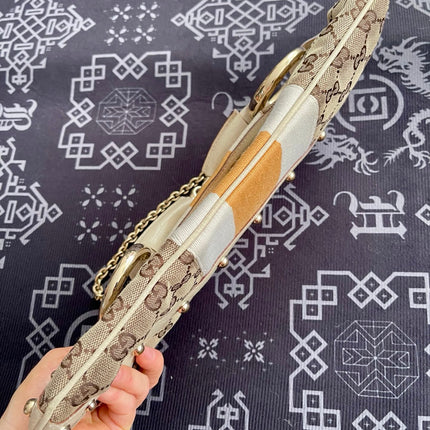 Gucci Horsebit 1955 Large Chain Bag Gucci Monogram Yellow White Web