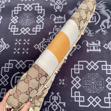 Gucci Horsebit 1955 Large Chain Bag Gucci Monogram Yellow White Web