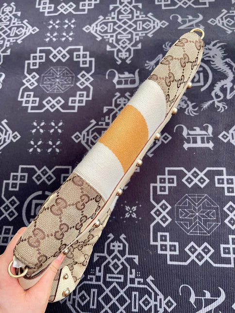 Gucci Horsebit 1955 Large Chain Bag Gucci Monogram Yellow White Web