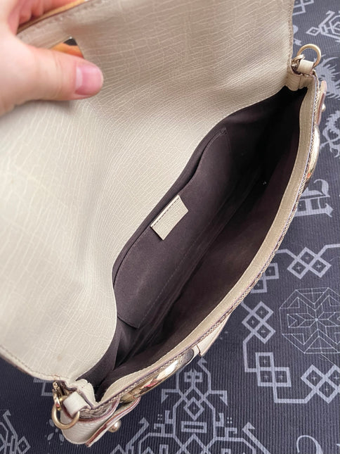 Gucci Horsebit 1955 Large Chain Bag Gucci Monogram Yellow White Web