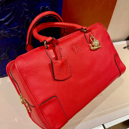 Loewe Amazona 36 Large in Red Leather and Gold tone Hardware Snail Lock