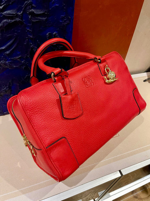 Loewe Amazona 36 Large in Red Leather and Gold tone Hardware Snail Lock