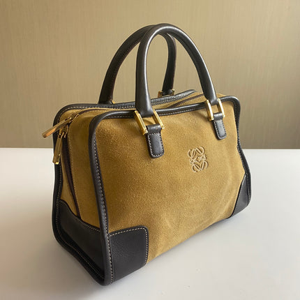 Loewe Amazona 29 Tan Brown Suede and Leather Top Handle Bag