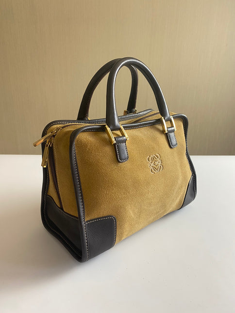 Loewe Amazona 29 Tan Brown Suede and Leather Top Handle Bag