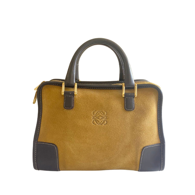 Loewe Amazona 29 Tan Brown Suede and Leather Top Handle Bag