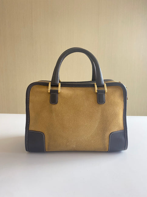Loewe Amazona 29 Tan Brown Suede and Leather Top Handle Bag