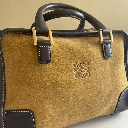 Loewe Amazona 29 Tan Brown Suede and Leather Top Handle Bag