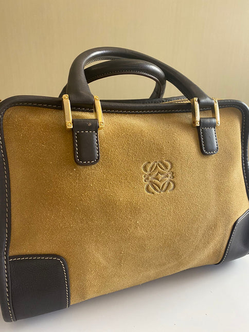 Loewe Amazona 29 Tan Brown Suede and Leather Top Handle Bag