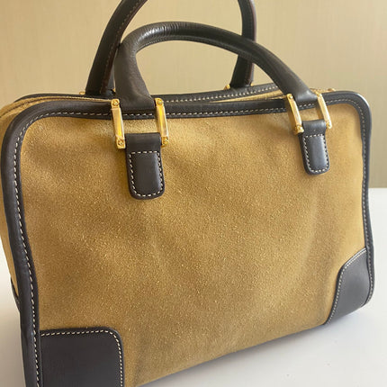 Loewe Amazona 29 Tan Brown Suede and Leather Top Handle Bag