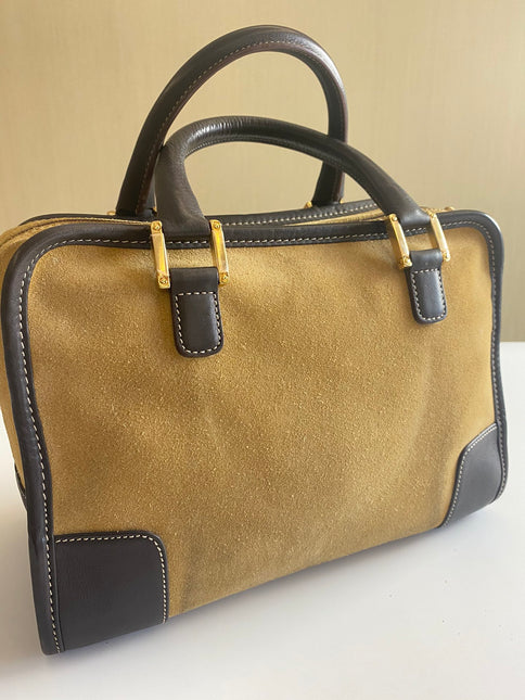 Loewe Amazona 29 Tan Brown Suede and Leather Top Handle Bag