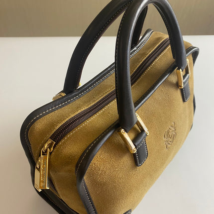 Loewe Amazona 29 Tan Brown Suede and Leather Top Handle Bag