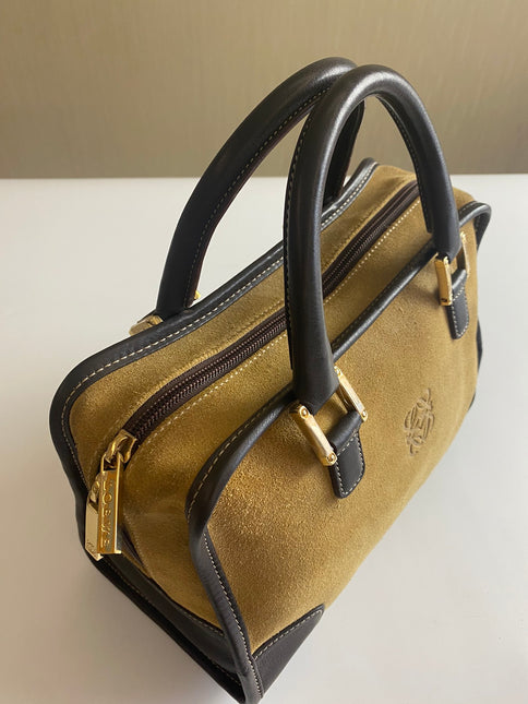 Loewe Amazona 29 Tan Brown Suede and Leather Top Handle Bag